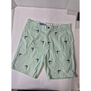 Castaway Nantucket Island Mens 32 Mint Green Embroidered Sailfish Chino Shorts